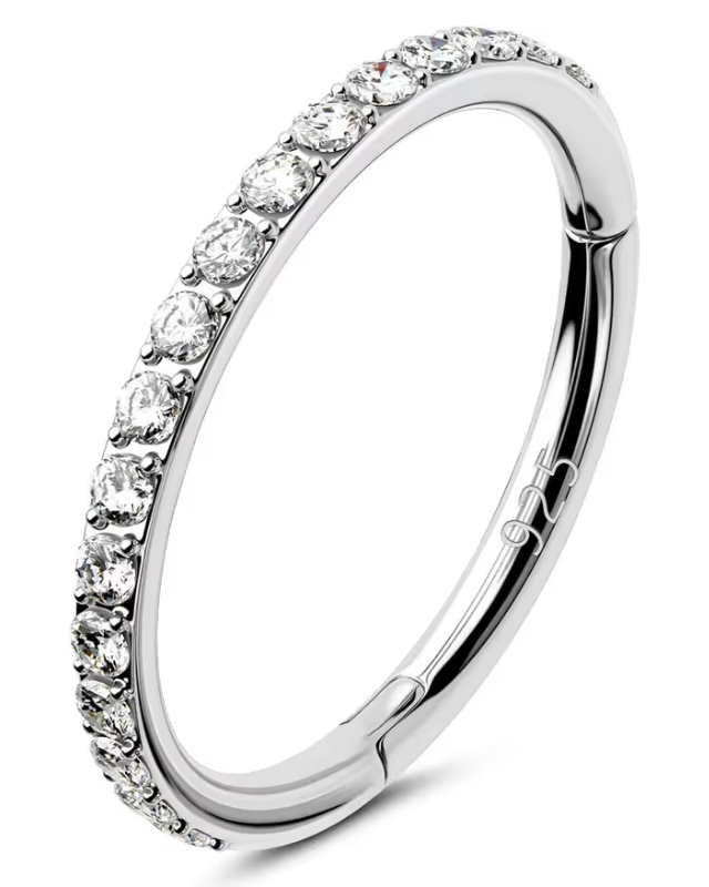Diamante platinum bangle on a white background