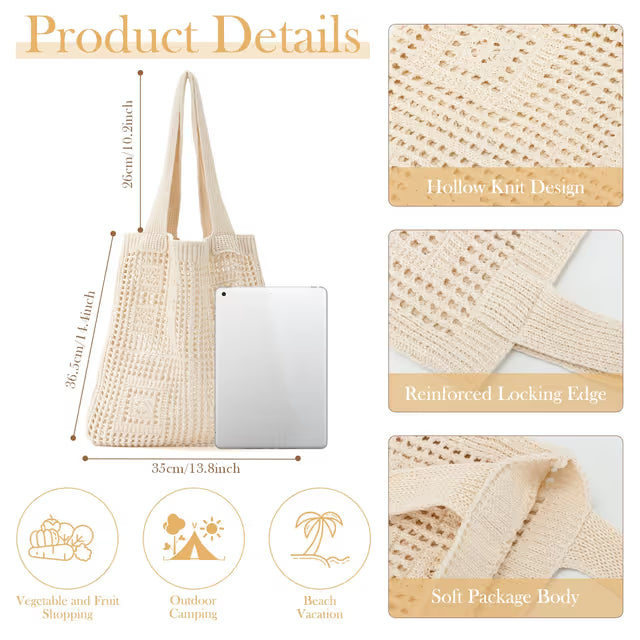 Large crochet shoulder tote bag