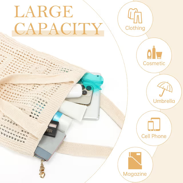 Large crochet shoulder tote bag