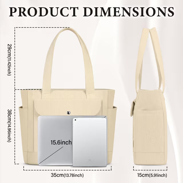 Large corduroy shoulder tote bag