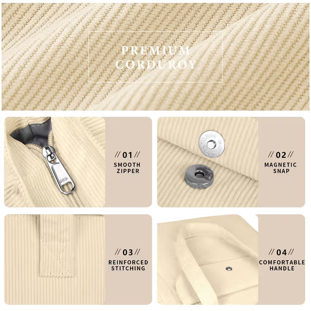 Large corduroy shoulder tote bag