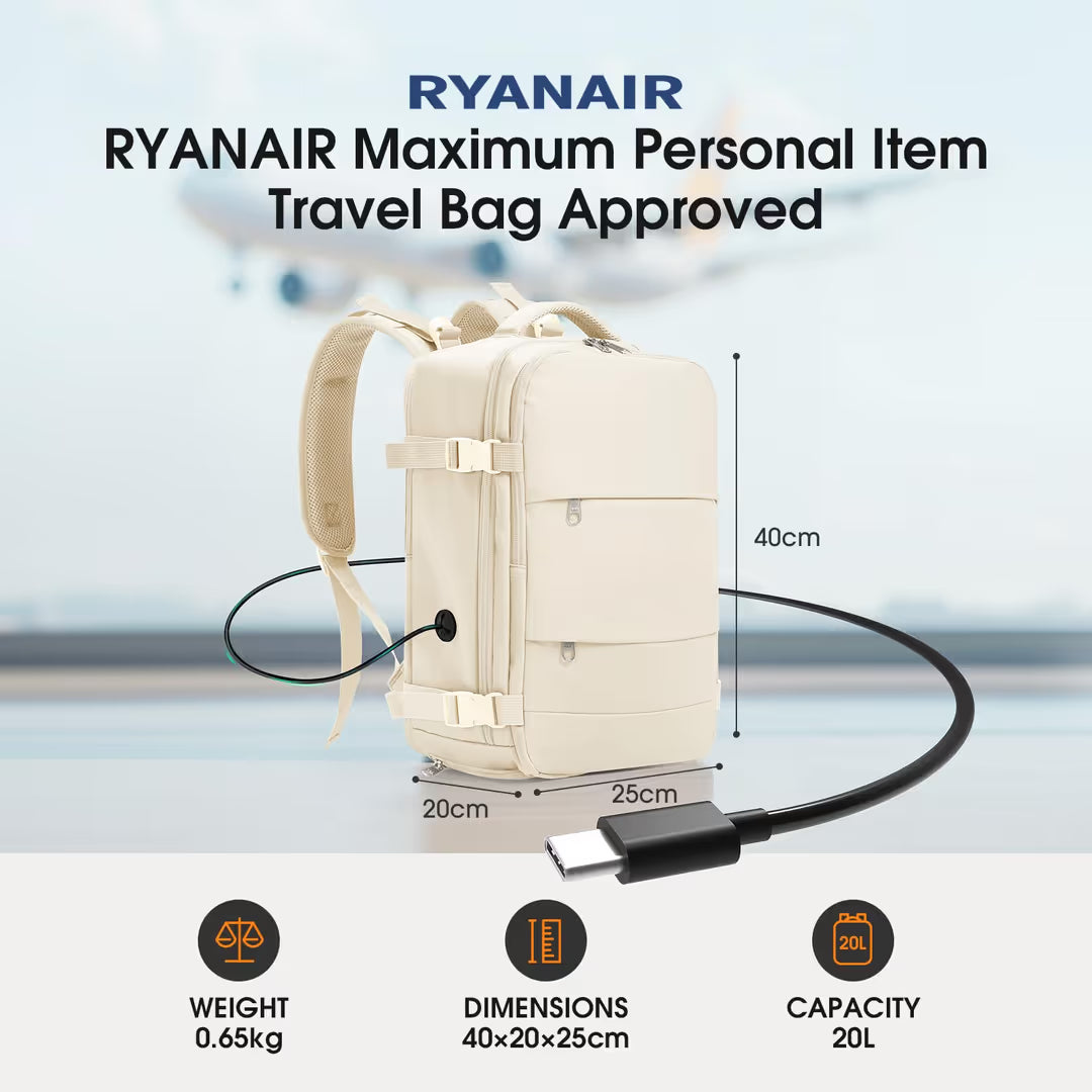 Carry-on travel bag backpack -Beige