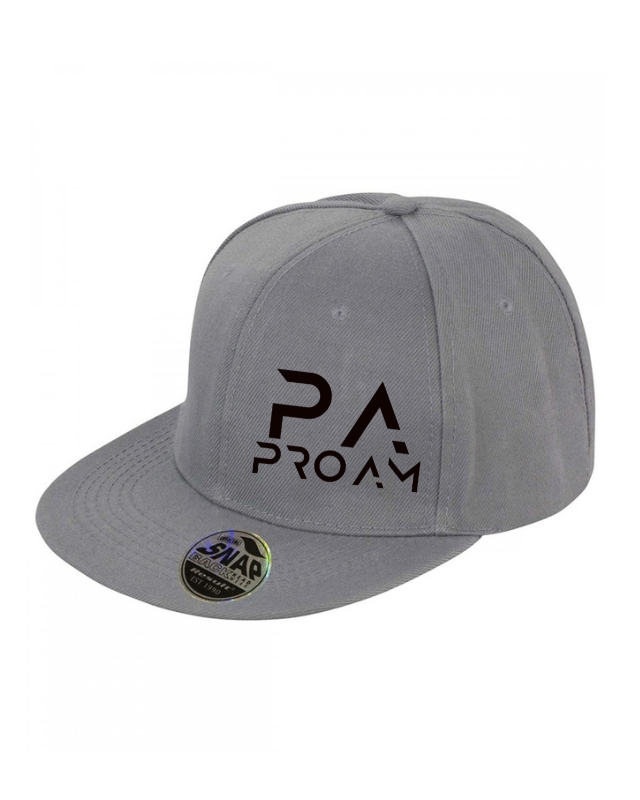 PRO-AM grey flat brim snapback cap - BLACK