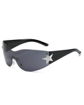 Black sunglasses with a star design on a white background