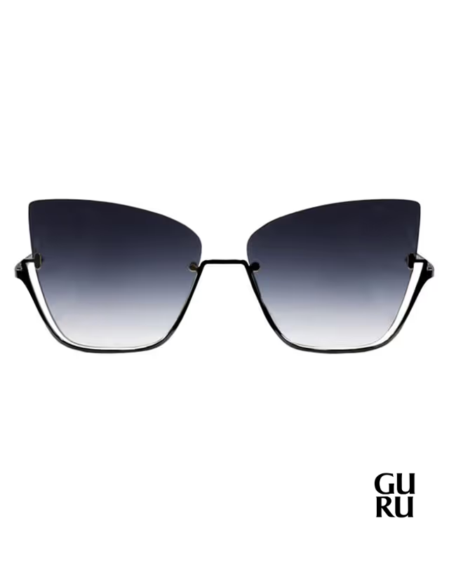 Cat-eye rimless sunglasses on white background