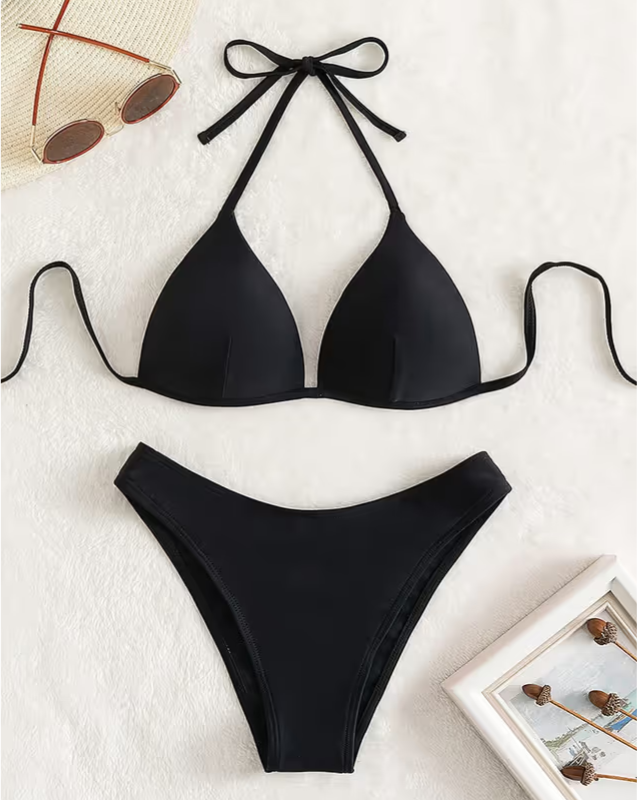 Gorglitter black 2 piece bikini - Large