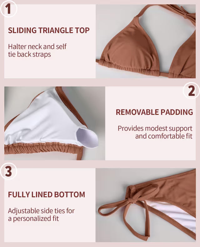 Charmleaks halter neck 2-piece bikini brown - Medium