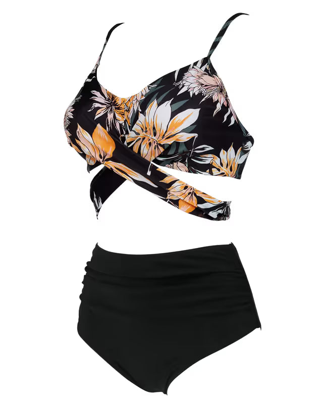 Doulafass high waisted floral bikini