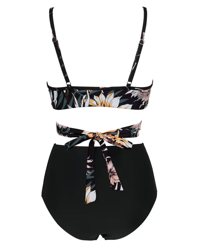 Doulafass high waisted floral bikini