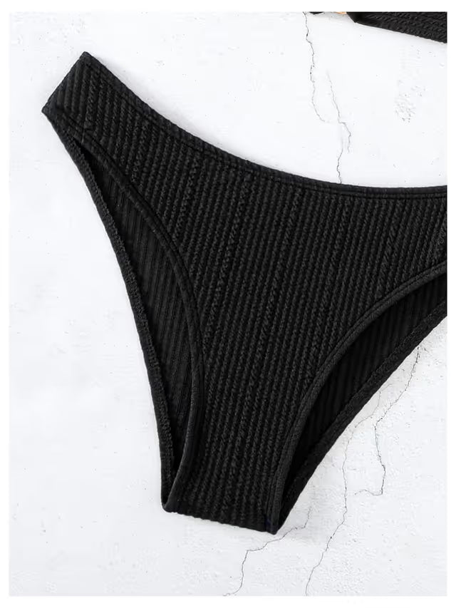 Gorglitter black bikini rhinestone chain halter neck - Medium