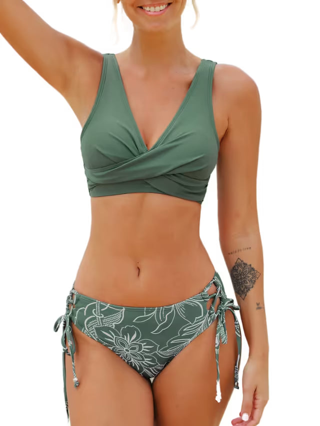 Cupshe tie side bikini with tie back green - Large