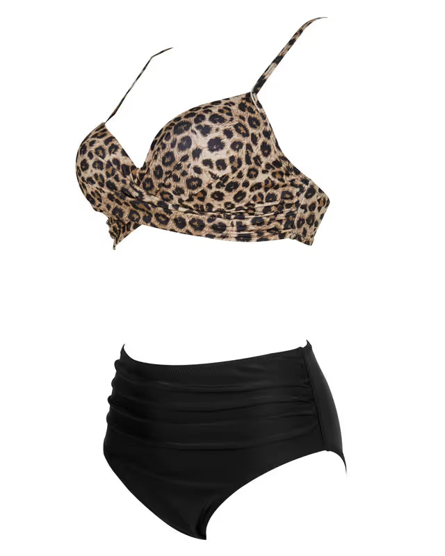 Doulafass high waist bikini black and animal print - Large