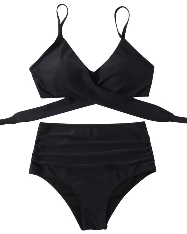 Black bikini on a white background