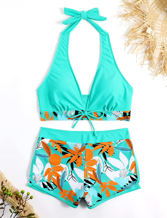 Feoya boyshort bikini halter neck
