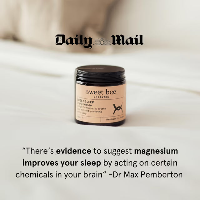 Jar of 'sweet bee' sleep product on a white surface with 'Daily Mail' branding.