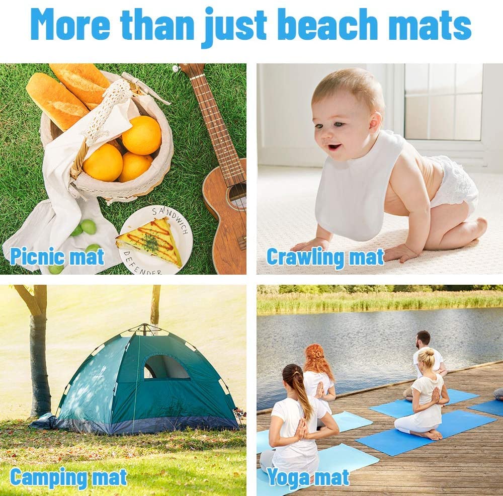 Collage of different types of mats including picnic, crawling, camping, and yoga mats.