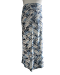 Long MAXI-skirt with blue and white pattern on a mannequin against a white background