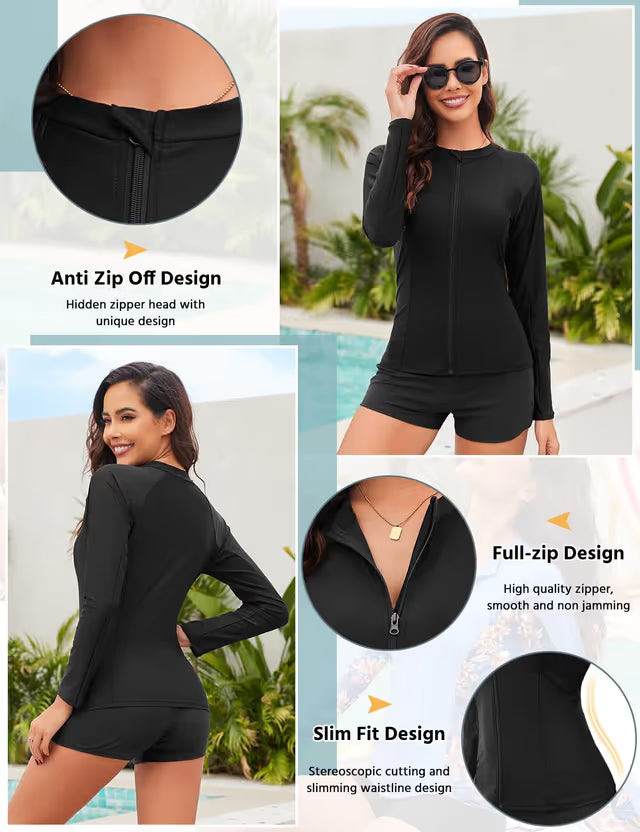 Rashguard womens black wetsuit top - XL