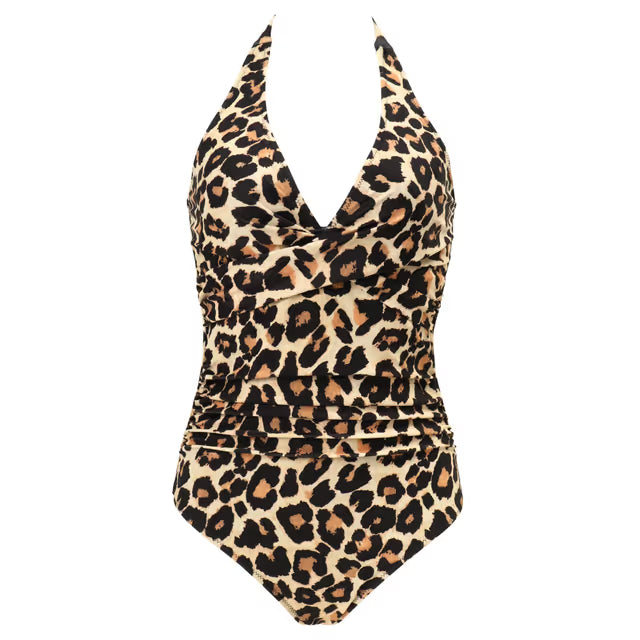 One piece Swimsuit - Halter neck - Leopard print - XL