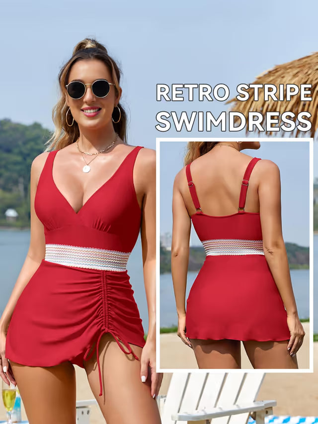 Shekini vintage style swimsuit skirt red - Small