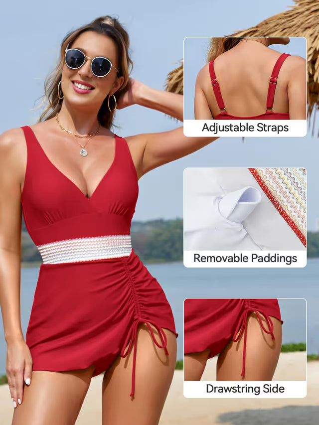 Shekini vintage style swimsuit skirt red - Small