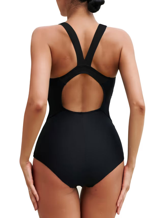 Attraco black one-piece swimsuit racerback