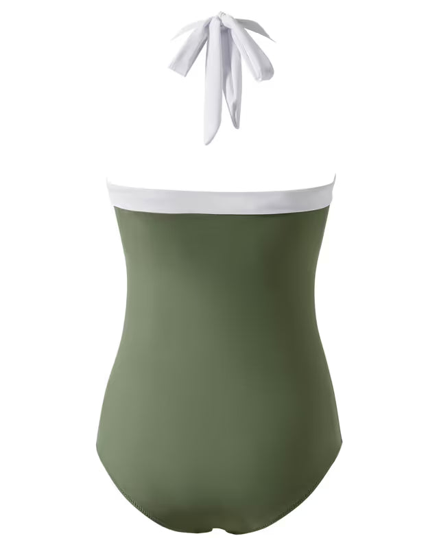 Doulafass high neck one-piece swimsuit green - Large