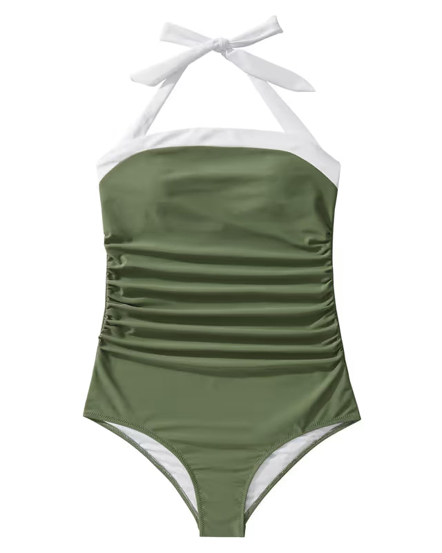 Doulafass high neck one-piece swimsuit green - Large