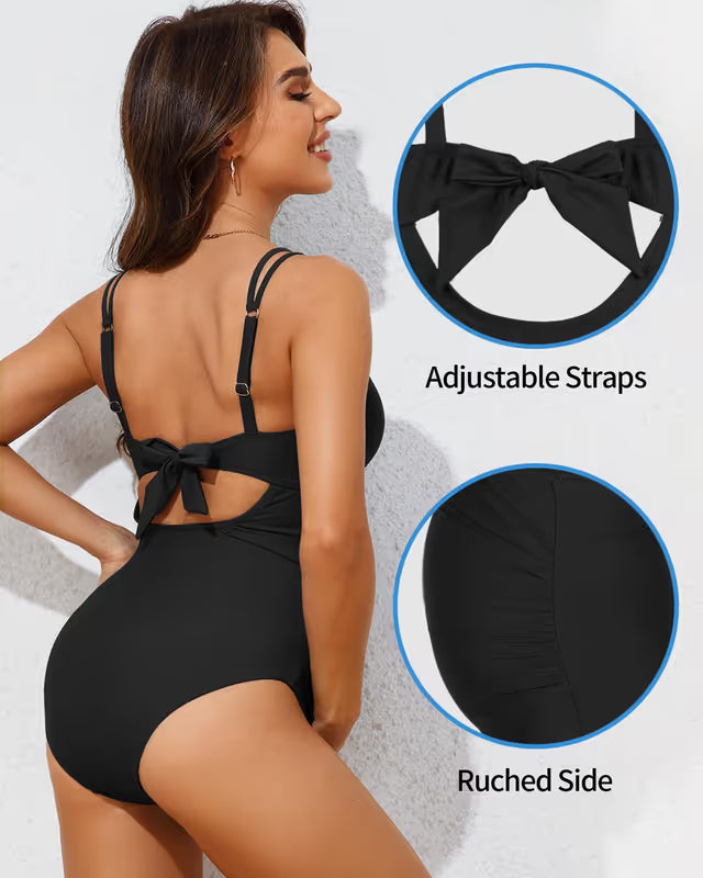 Charmo maternity swim-suit black detail