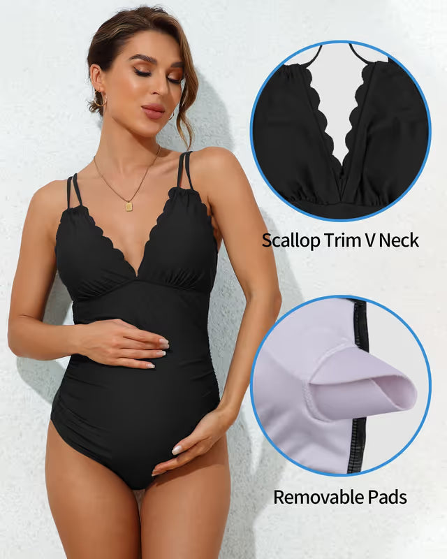 Charmo maternity swim-suit black detail