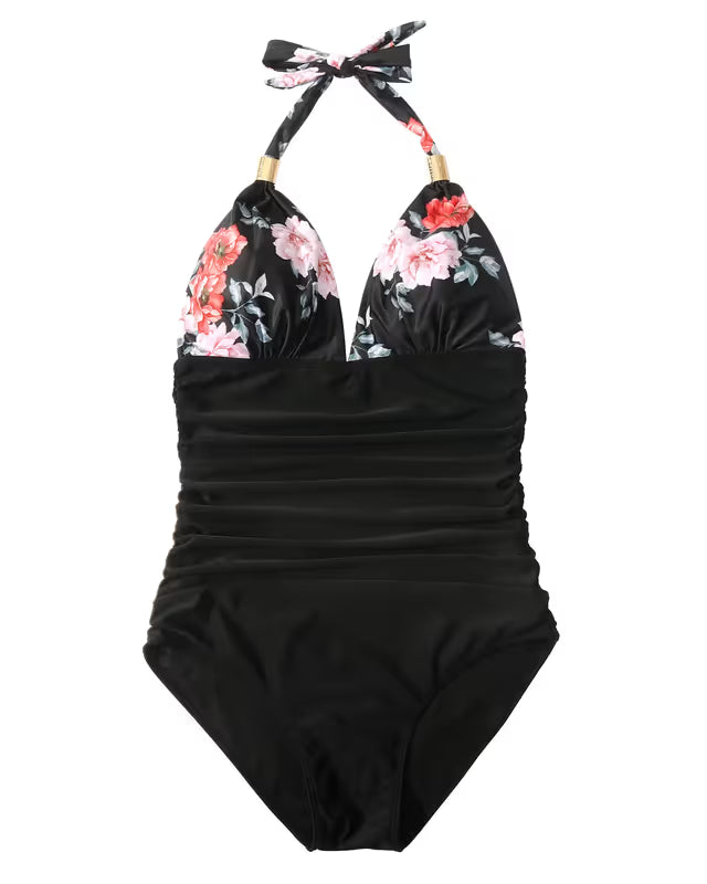 Black swim-suit on a white background