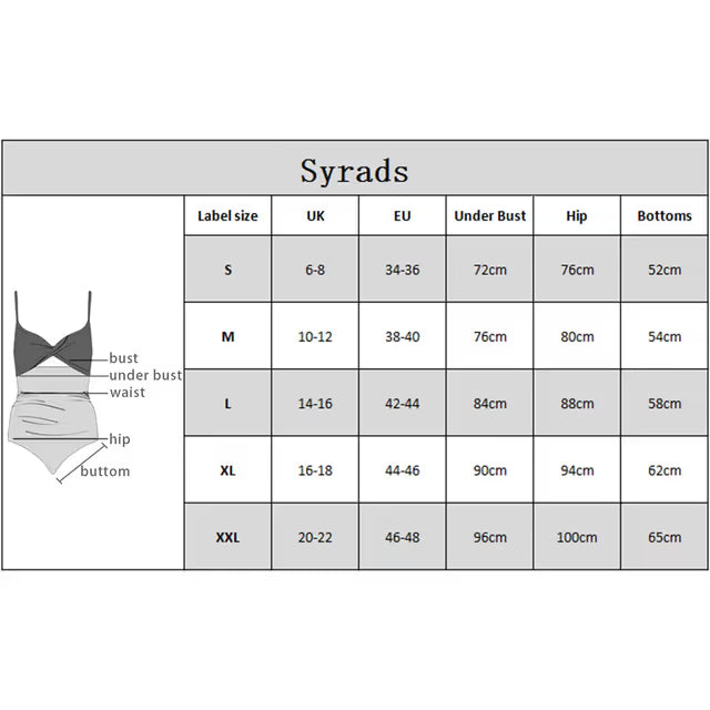 Size chart details for a swim-dress