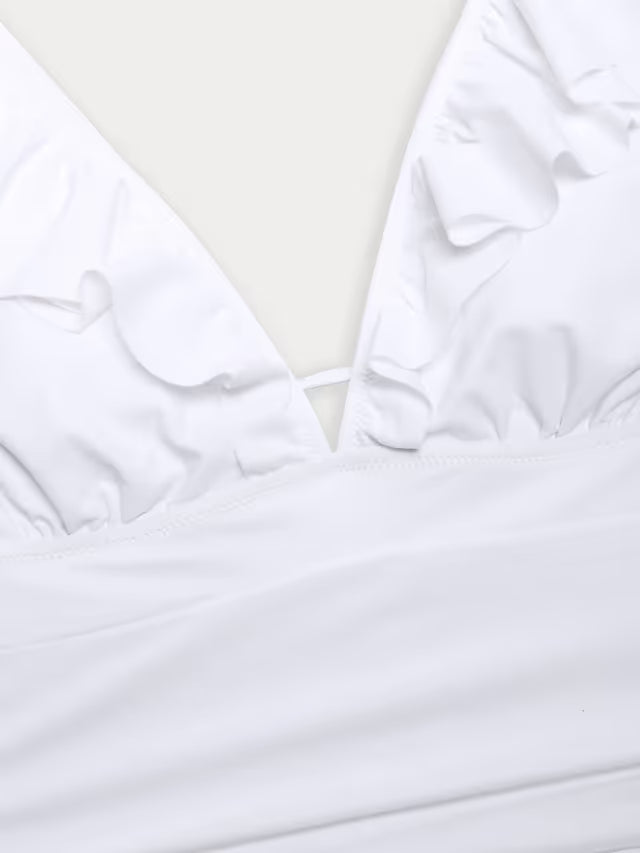 White swim-suit close up detail