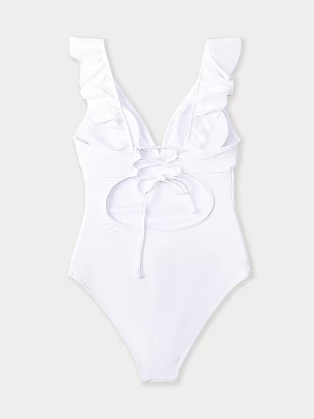 White swim-suit on a white back-ground