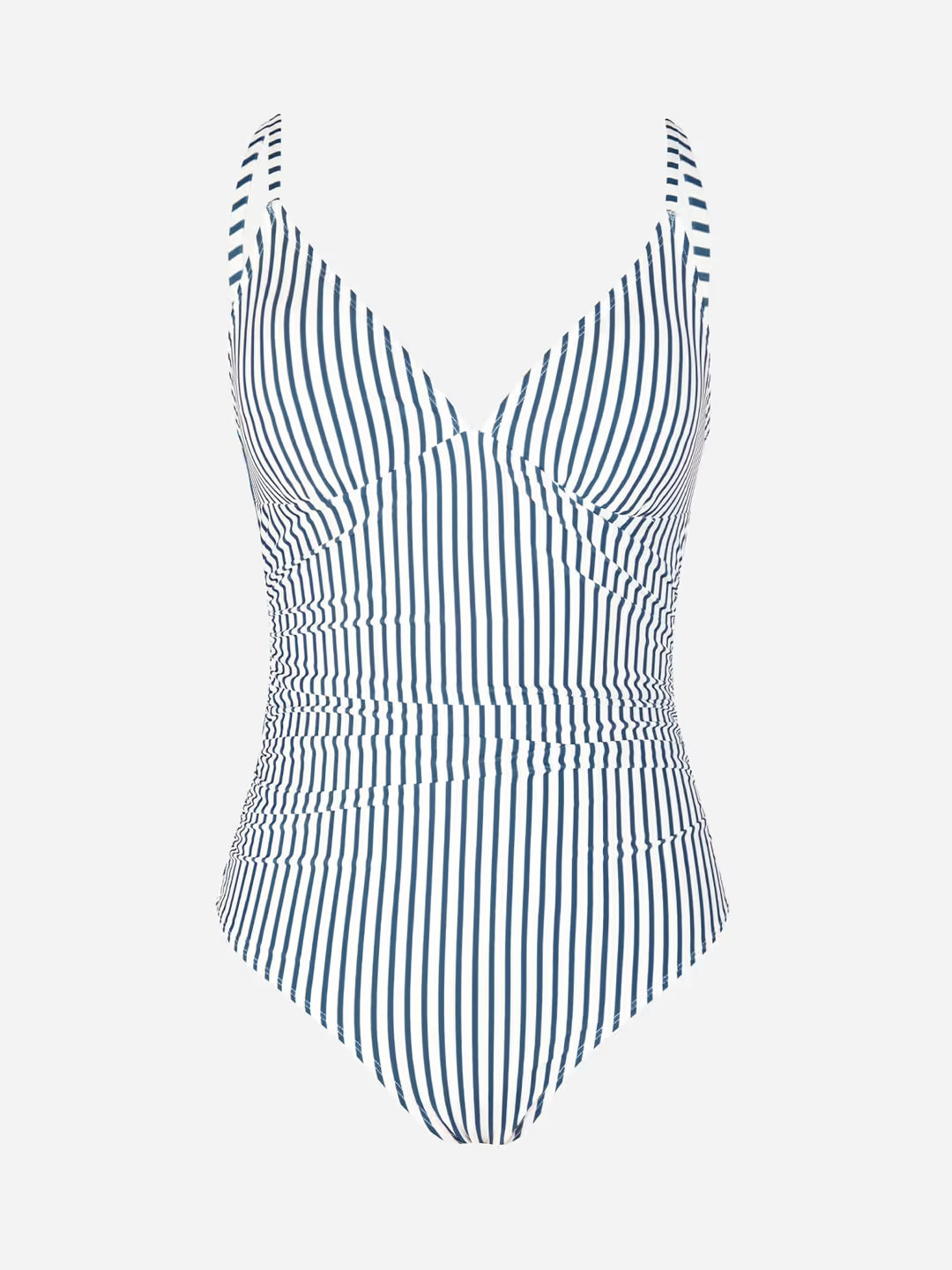 Striped swimsuit on a light gray background