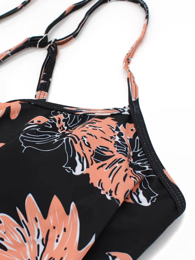 Floral tankini close-up