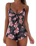 Floral-patterned swimsuit on a white background