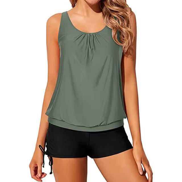 Athletic tankini swimsuit set