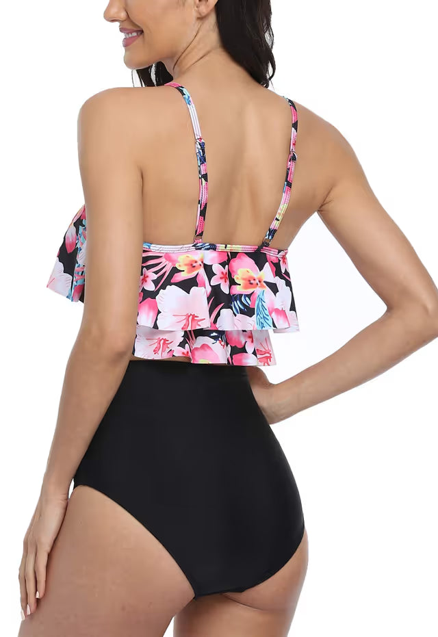 Sixyotie black/floral tankini - Medium
