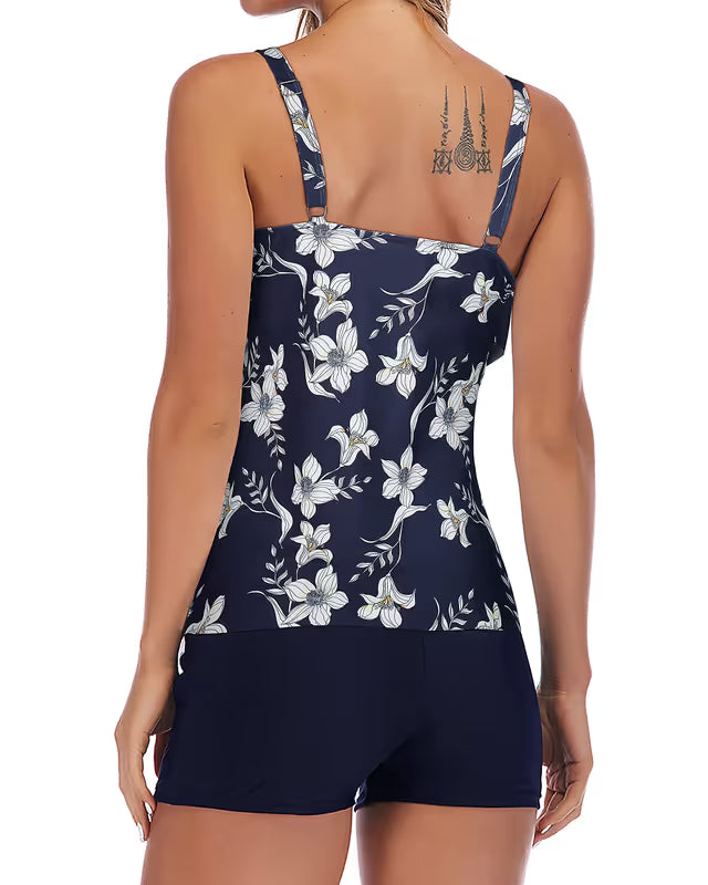 Doulafass ruffled blue floral tankini - XXL