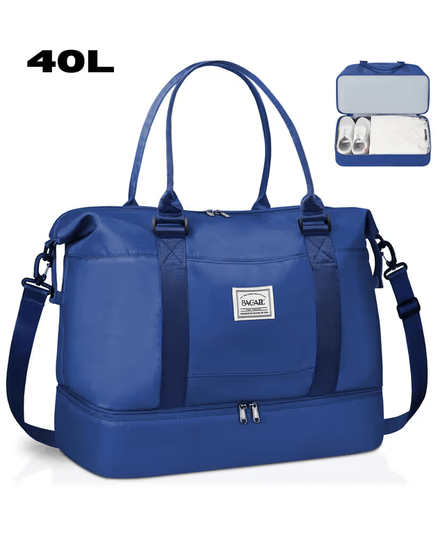 BAGAIL XL blue travel bag with shoe compartment - Pollylop Swimwear