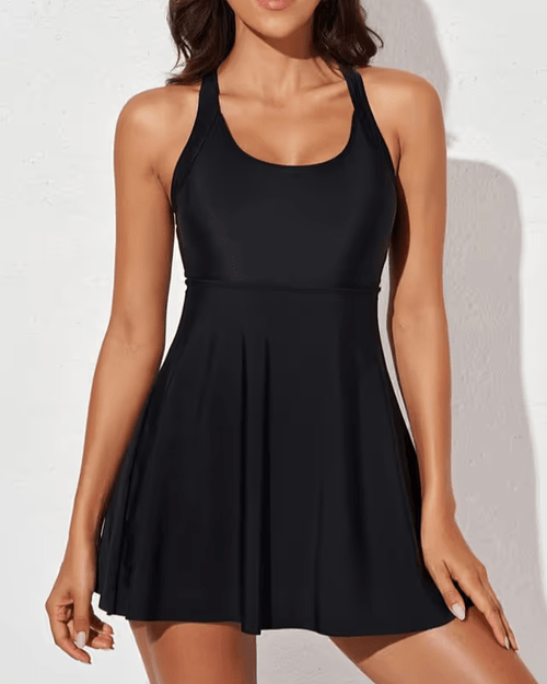 Bsubseach low back black swimdress - Large - Pollylop Swimwear
