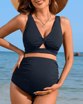 Charmo maternity bikini ribbed wine - Medium - Pollylop Swimwear