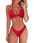 Coco red triangle bikini - Small - Pollylop Swimwear