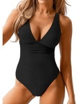 Cupshe black ribbed ruche swimsuit - Large - Pollylop Swimwear