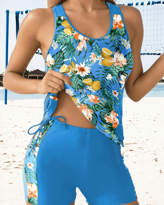 DOKOTOO blue boy - short floral tankini - 2XL - Pollylop Swimwear