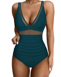 Doulafass mesh mid rim swimsuit teal - Large - Pollylop Swimwear