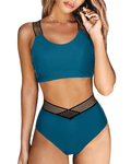 DOULAFASS racer back teal bikini - Large - Pollylop Swimwear