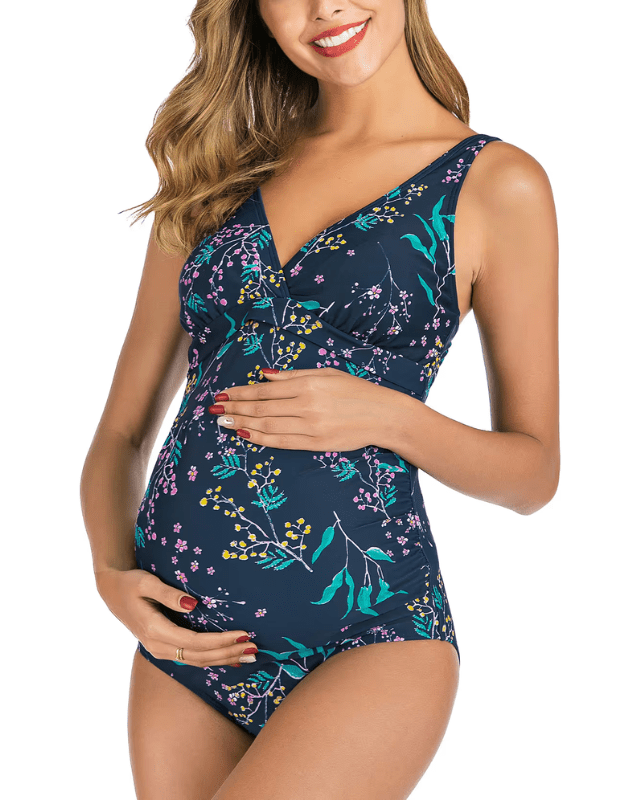 EASTELEGANT floral blue maternity swim-suit - Pollylop Swimwear
