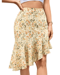 Floral midi high waist ruffle hem skirt - Pollylop Swimwear